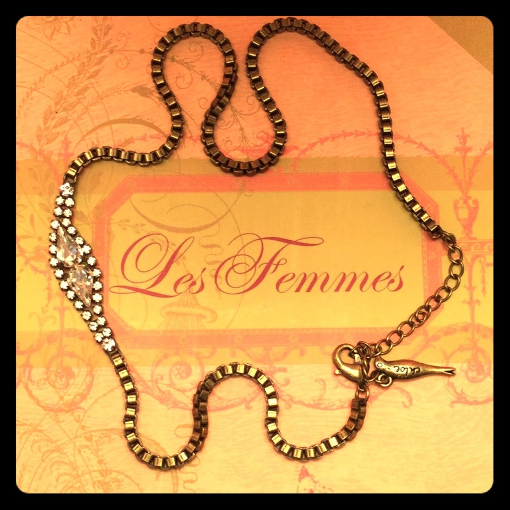 C+I Petite Pear Crystal Collar Necklace
